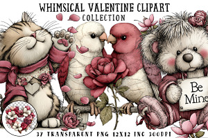Whimsical Valentine Clipart, an Illustration by OK Design