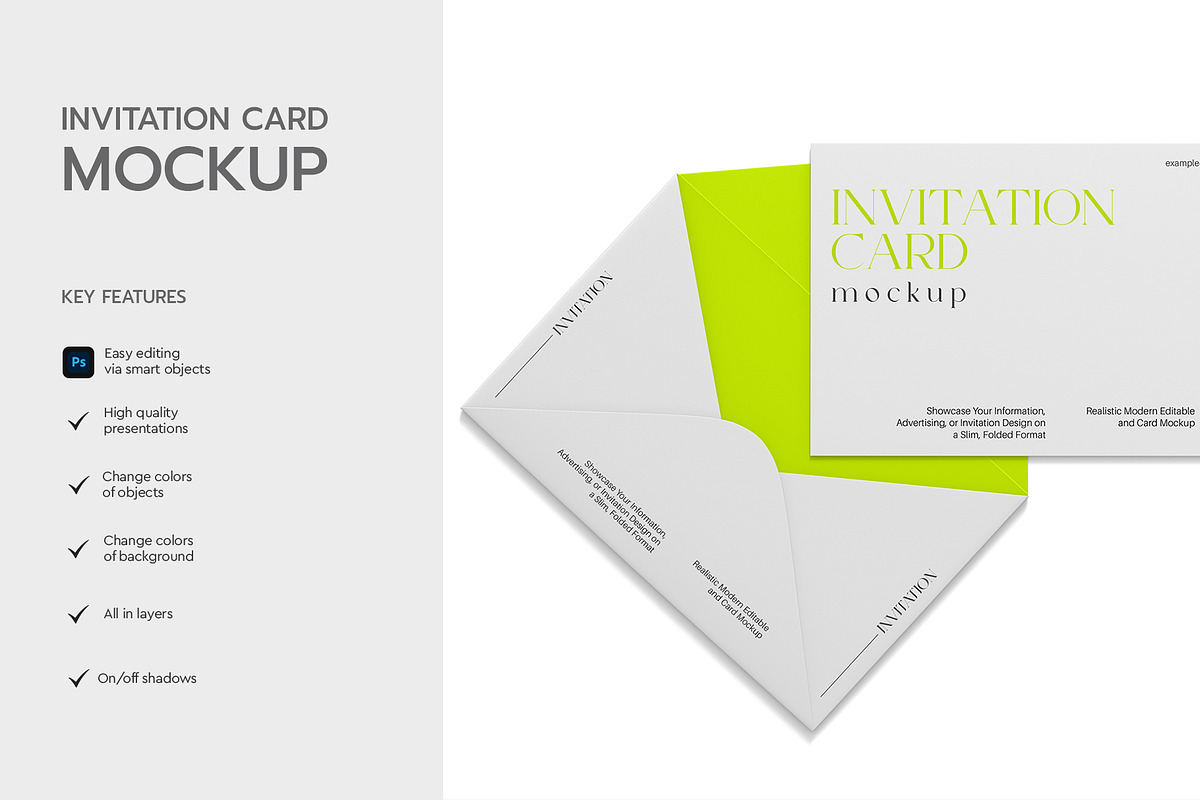 Minimal Invitation Card Mockup, a Product Mockup by graphypix (Photo 2 of 4)