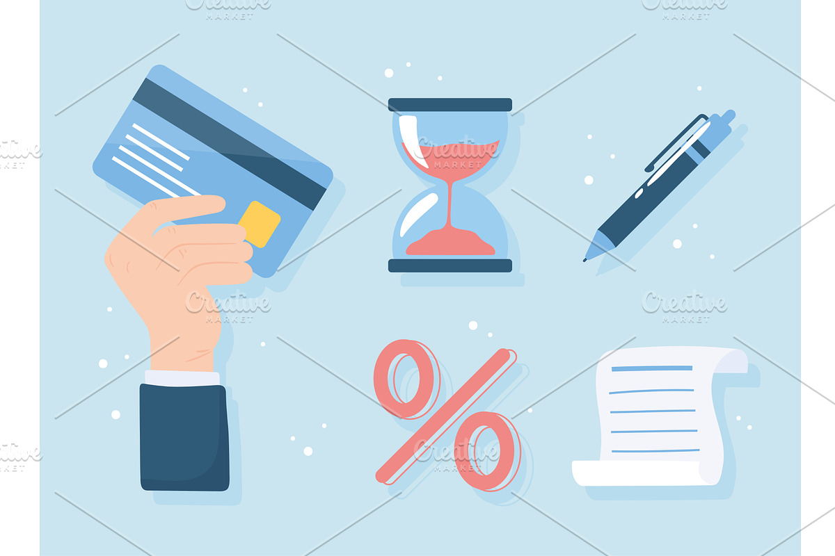 icons set interest percent, a Finance Illustration by studiogstock
