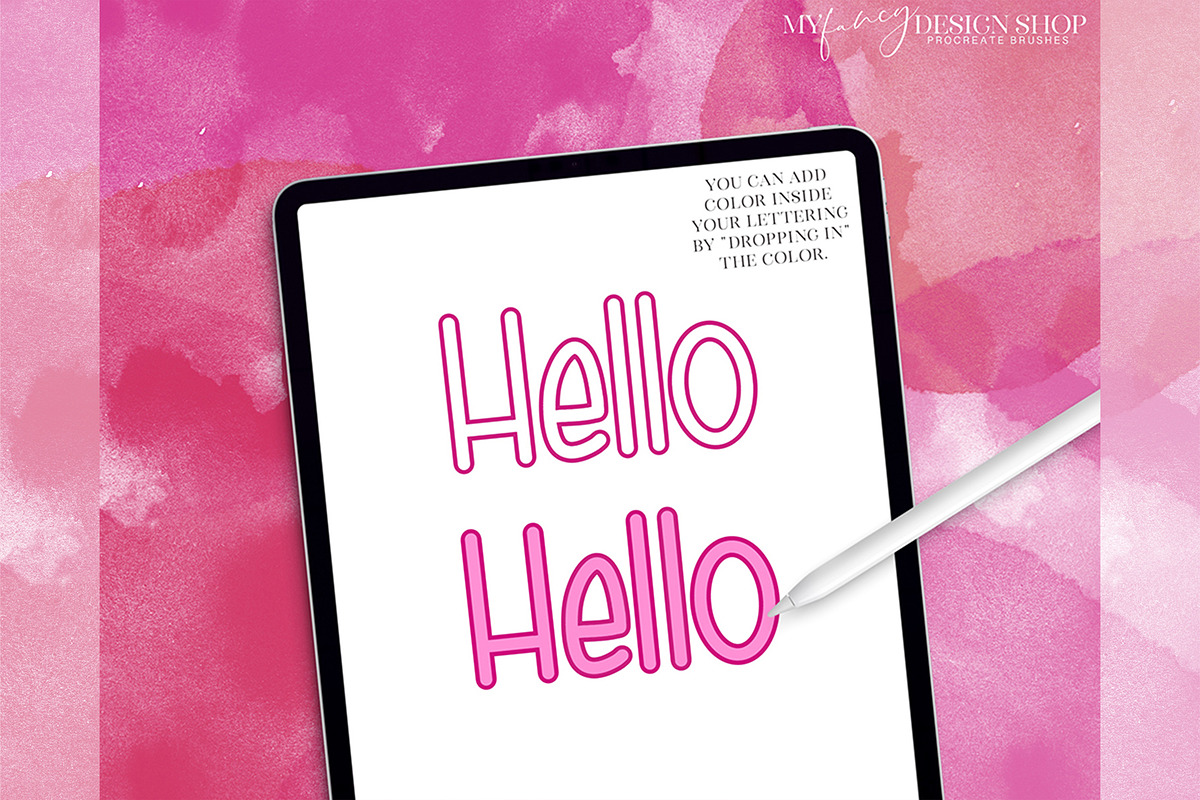 Procreate Outline Lettering Brushes, a Brush Add-On by My Fancy Design Shop (Photo 5 of 10)