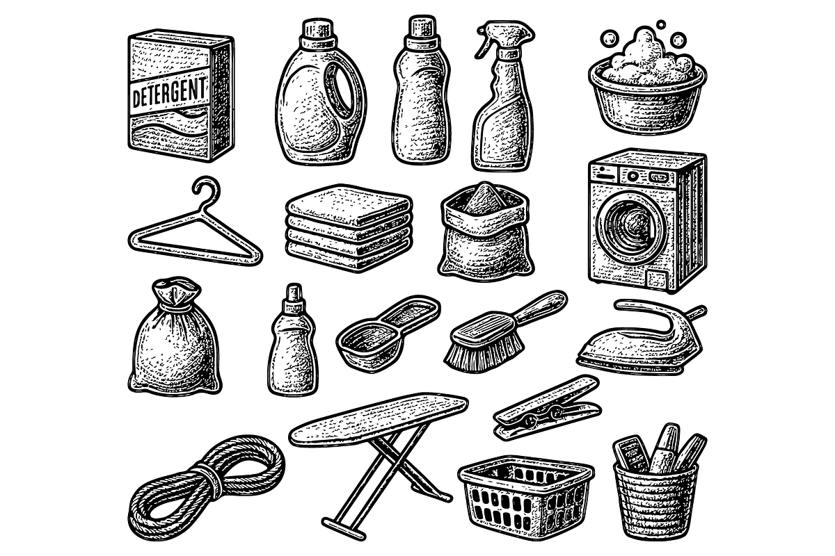 Laundry & Cleaning Tools Set, an Object Graphic by RT Studio (Photo 2 of 4)