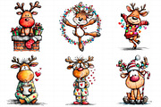 Funny Christmas Reindeer Clipart, an Illustration by Daily.Designs (Thumbnail 5 of 5)