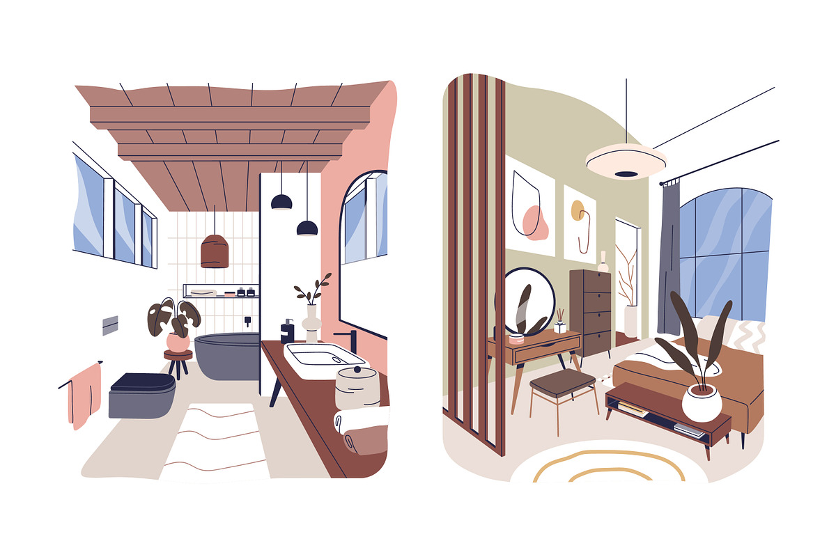 Modern home interior designs set, an Object Illustration by Good Studio (Photo 2 of 6)