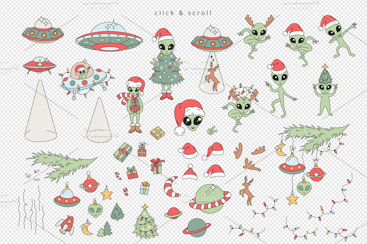 Outer Space Christmas clipart set, an Object Graphic by @olga.angelloz (Photo 2 of 2)