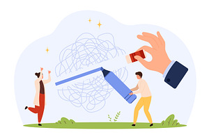 Big hand erasing chaos with marker, a Person Illustration by Flashvector