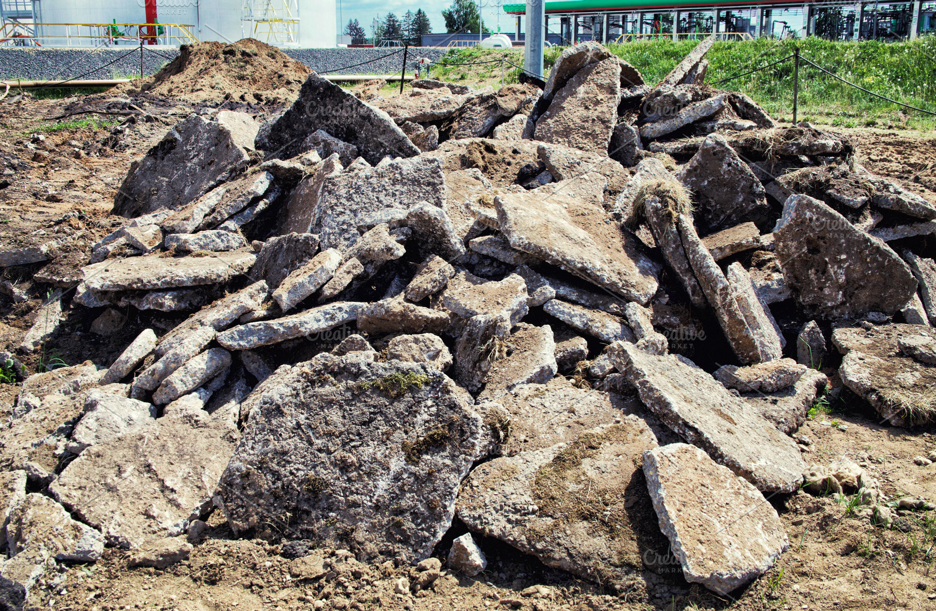 Pile of concrete debris, an Industrial Photo by UltraShop