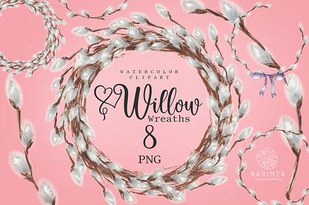 Watercolor Willow Wreath PNG Clipart