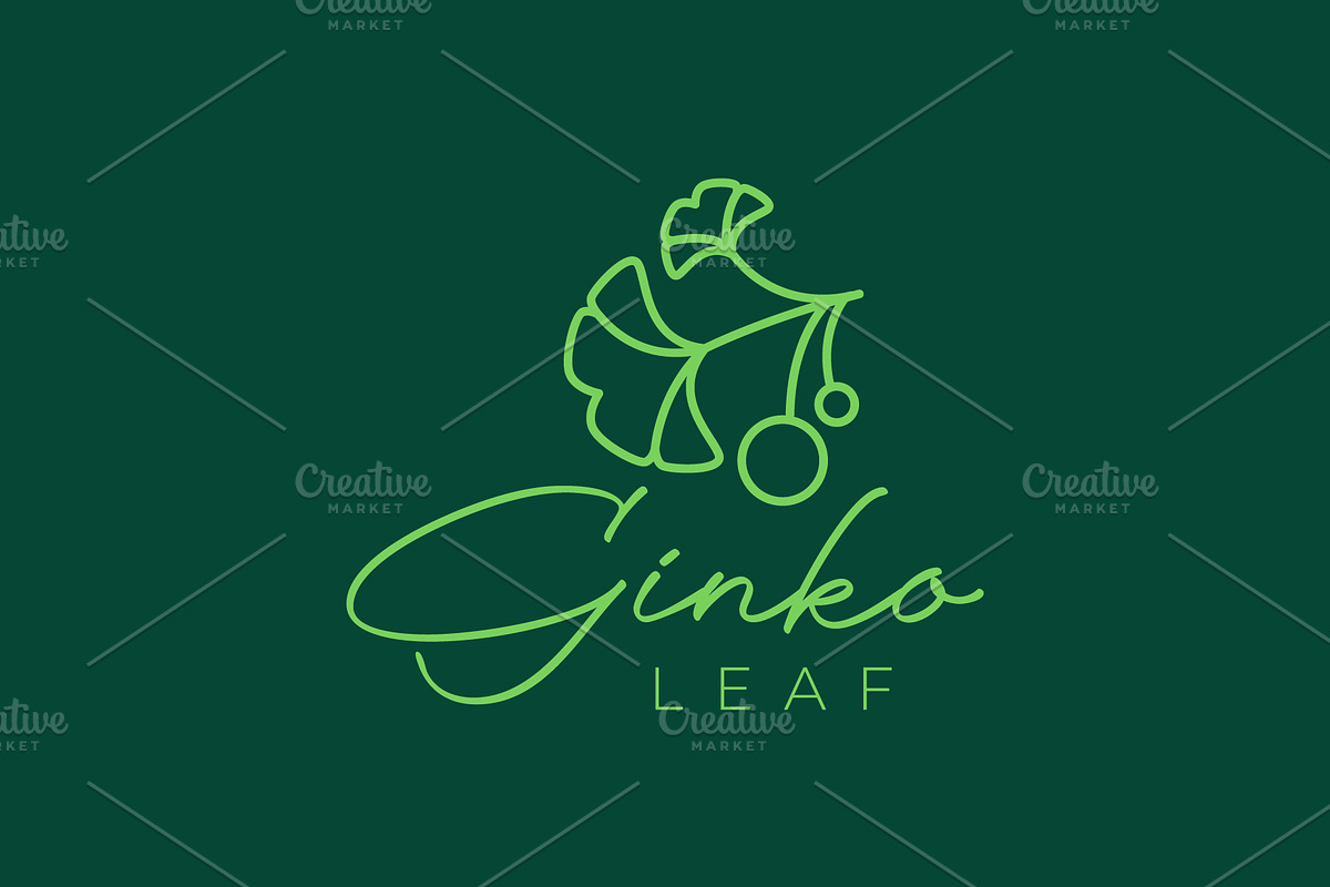 ginkgo leaf leaves plant simple logo, a Branding & Logo Template by devastd
