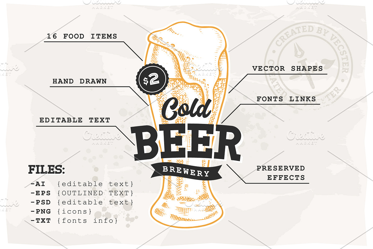 Street Food Retro Emblems, a Branding & Logo Template by Vecster (Photo 6 of 6)