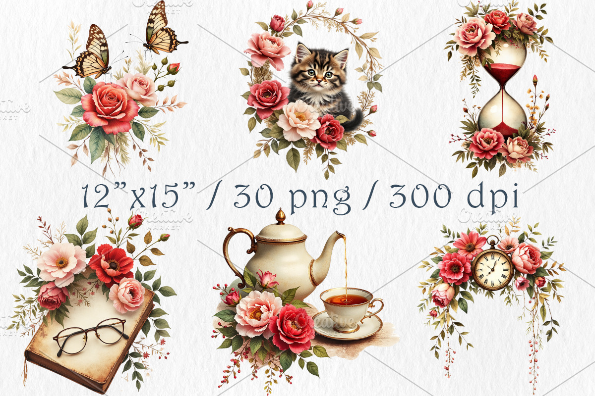 Romantic Roses Clipart Bundle., a Decorative Illustration by GalaDesign03 (Photo 2 of 5)