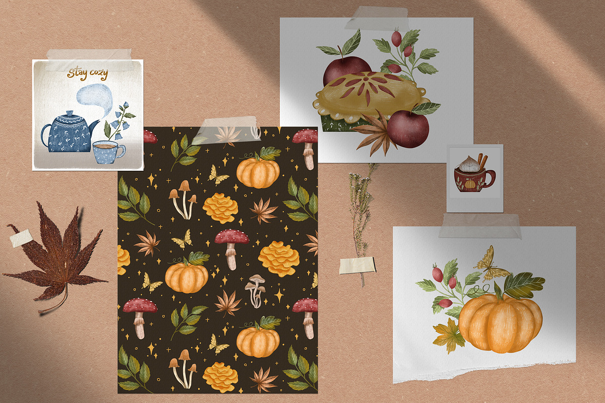 Cozy October Pattern clipart set, a Seasonal Illustration by Yelloo Fish (Photo 2 of 15)