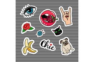 Cartoon Quirky Colorful Stickers Set