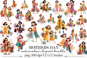 Shopping with Mom Mothers Day, an Illustration by Designking