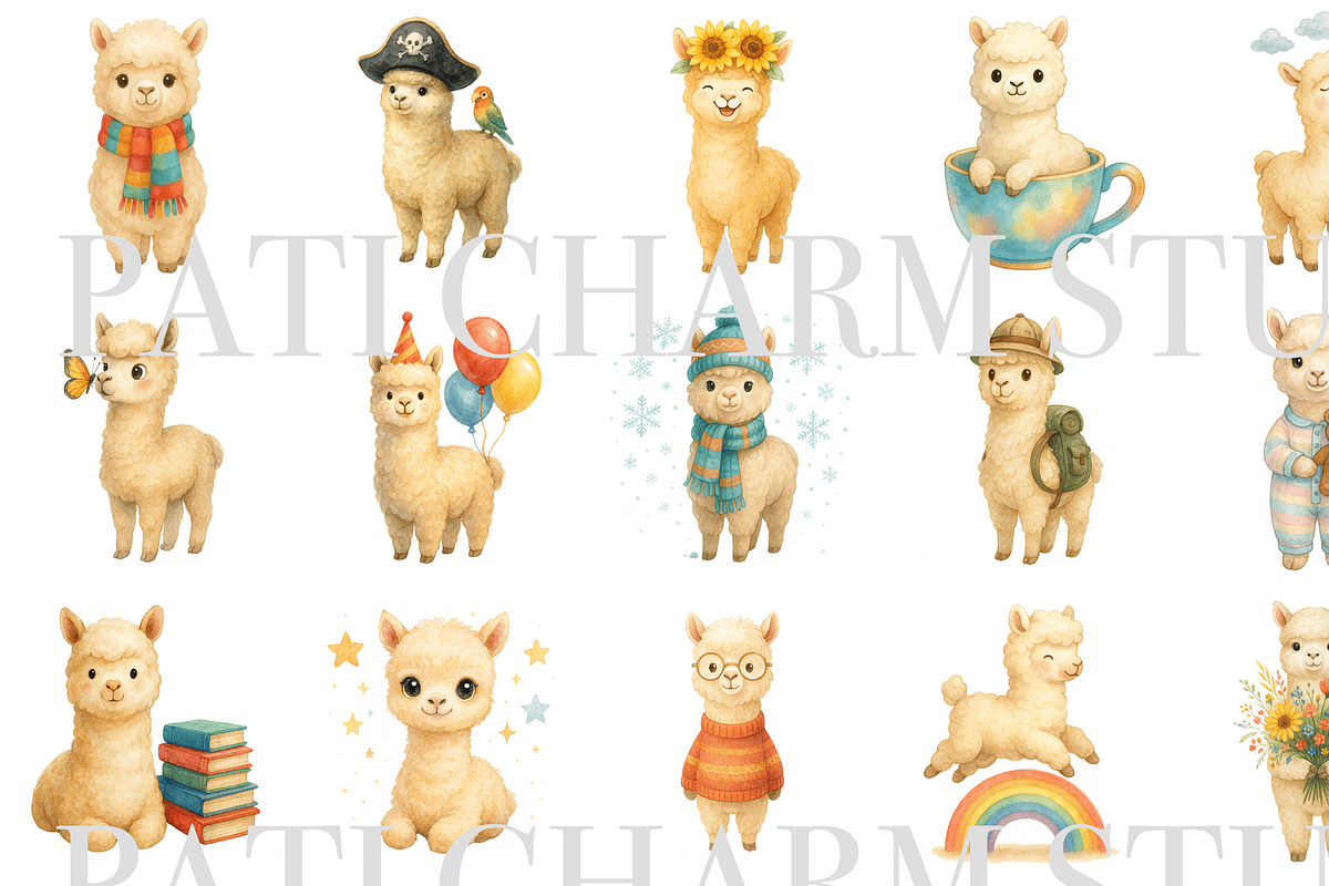 18 Alpaca Clipart, an Animal Illustration by Pati Charm Studio (Photo 2 of 8)