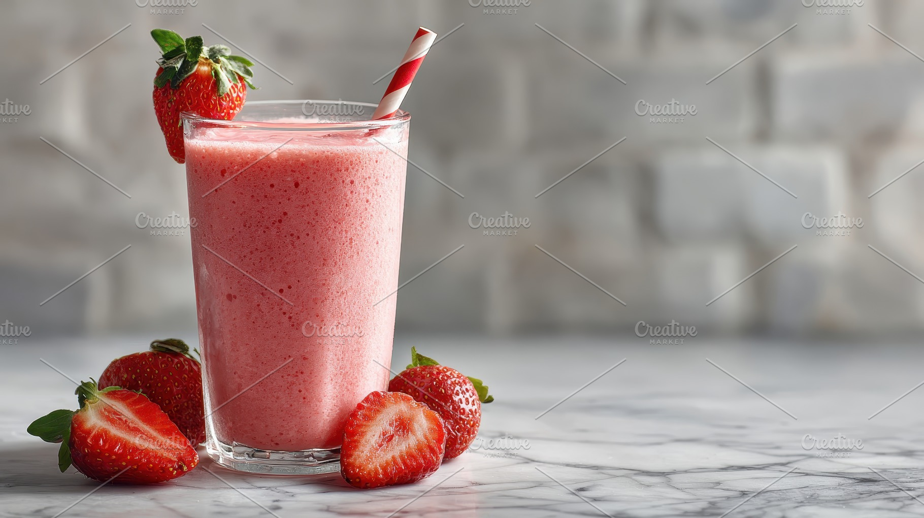 Refreshing Strawberry Smoothie in Gl, a Photo by Pixeness Studio