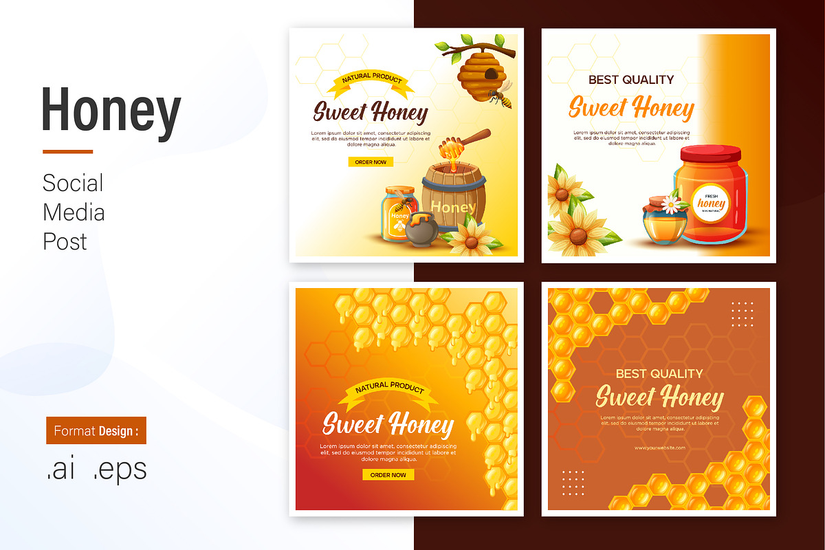 Honey Social Media Post Design, a Social Media Template by shin_std
