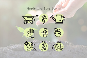 Gardening line icons, an Outline Icon by Lyolya Profitrolya