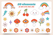70s Retro Groovy Vintage Collection, a Decorative Illustration by VectoriyA (Thumbnail 3 of 6)