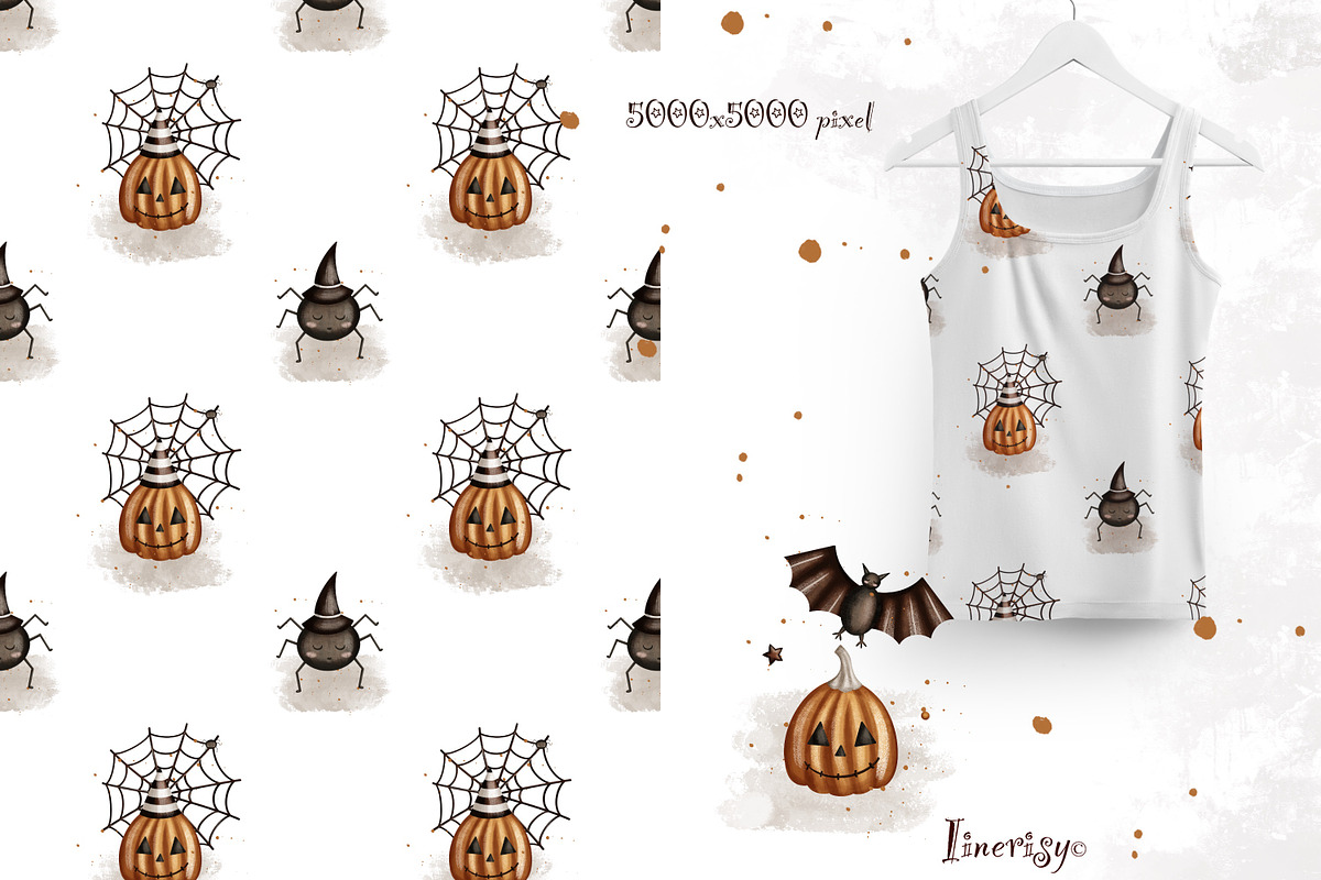 Halloween- illustration and patterns, an Illustration by Linerisyart (Photo 9 of 11)