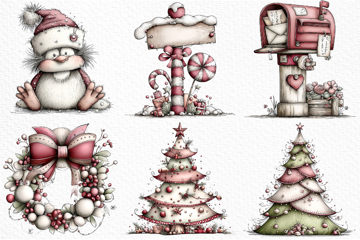 Whimsical Christmas Clipart, an Illustration by Craft Nest (Photo 2 of 6)