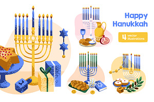 Hanukkah, Jewish holiday set, an Object Illustration by Good Studio