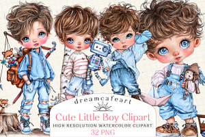 Quirky Cute Little Boy Clipart, an Illustration by DreamCafeArt