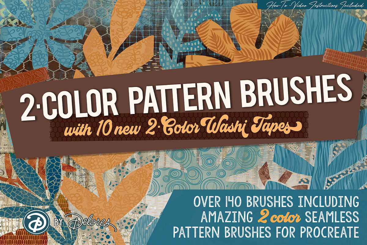 2 Color Procreate Pattern Brushes, a Brush Add-On by DeloresArt (Photo 1 of 10)