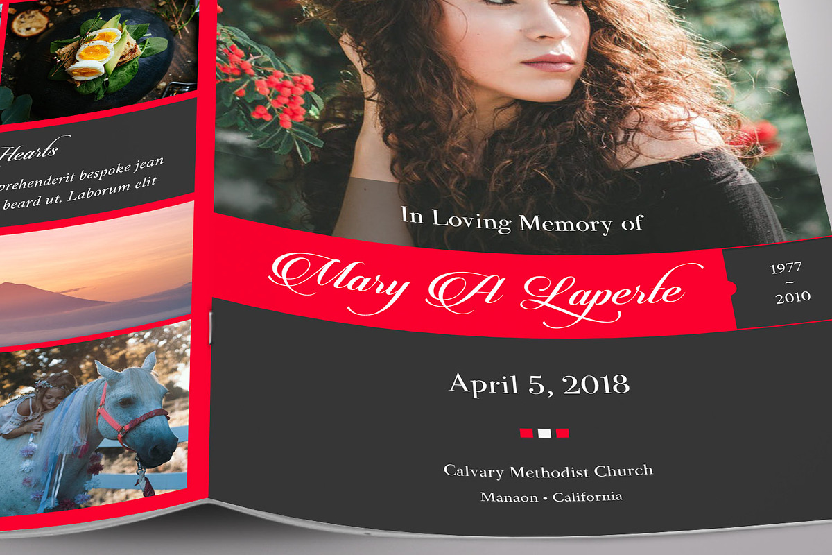 Remember Red Funeral Program Word 4 Pg