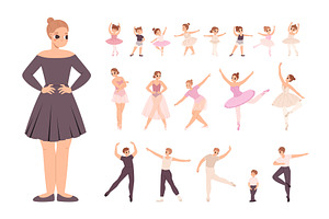 Cute Cartoon Ballet Dancers