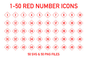 1-50 Red Outline Cube Numbers