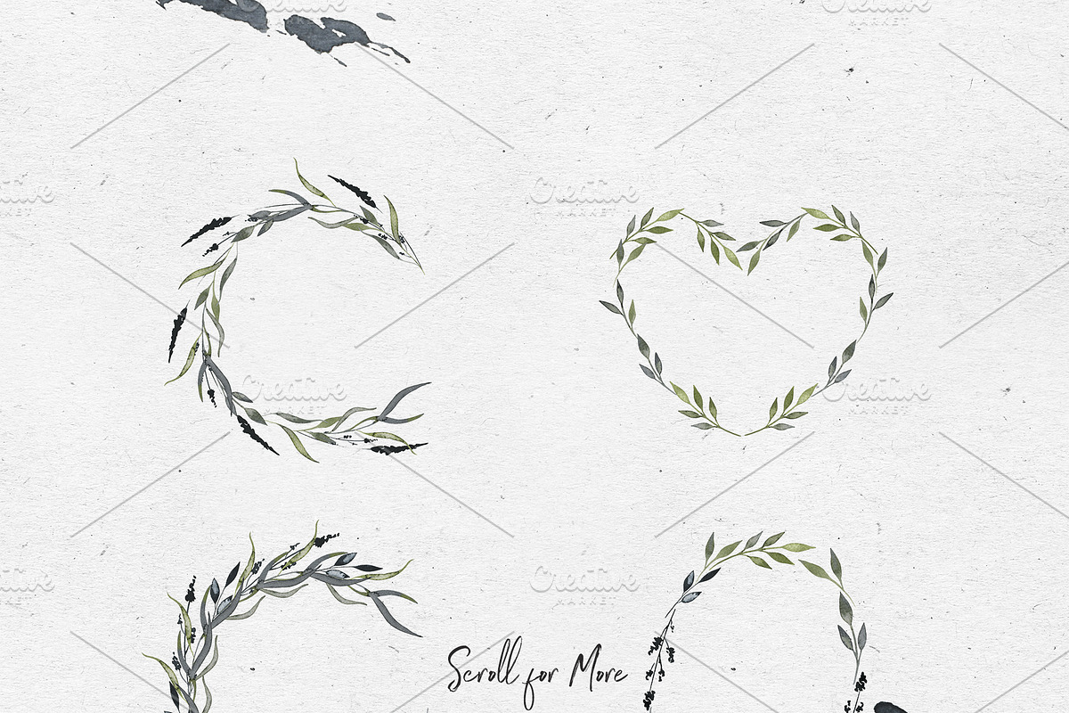 Leaves and watercolor shapes, a Decorative Illustration by Maria's little shop (Photo 5 of 10)