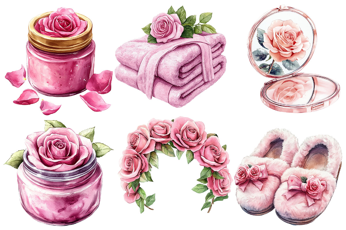 Pink Roses Pamper Time Clipart, an Illustration by Designworld (Photo 4 of 6)