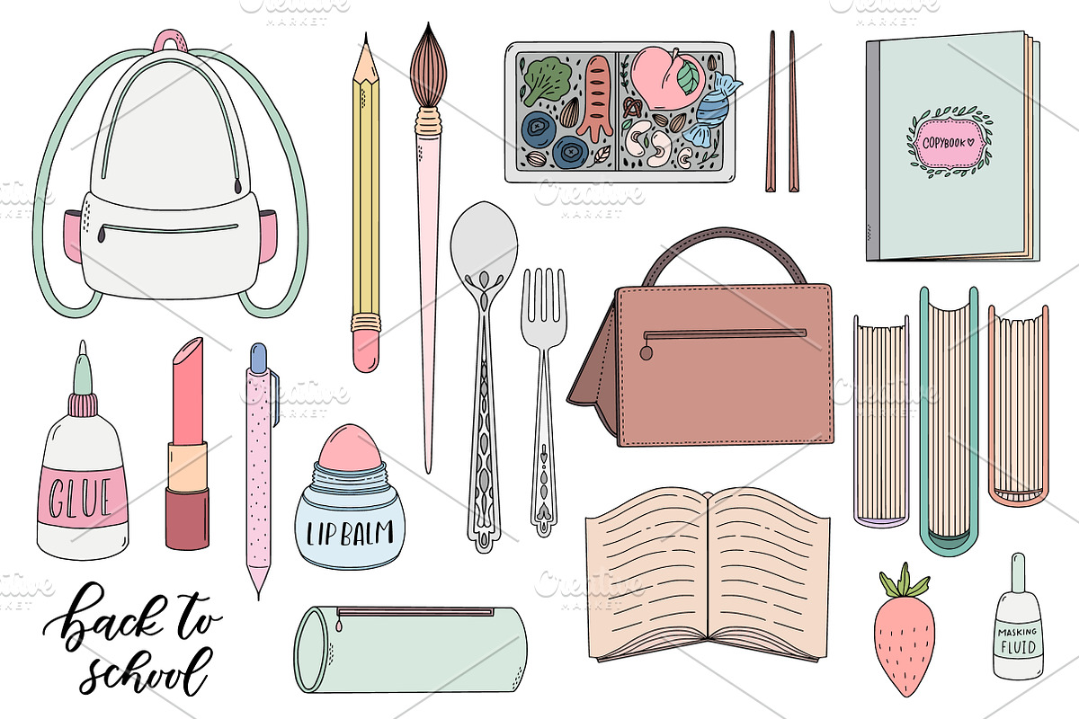 BACK TO SCHOOL. Cute doodle pack., an Education Illustration by Sentimental postman (Photo 3 of 3)