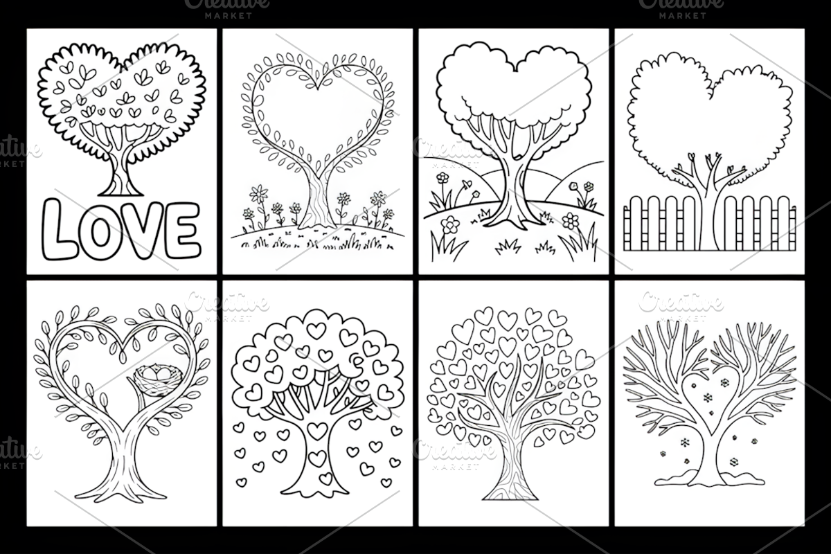 Heart Tree Coloring Book, a Decorative Illustration by Design Station (Photo 3 of 3)