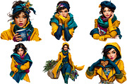 Modern Winter Girls Clipart Bundle, an Illustration by Craft Nest (Thumbnail 7 of 8)