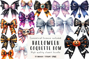 Halloween Coquette Bow Clipart, an Illustration by CreationArt