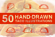 50 Hand-Drawn Taco Illustrations, a Food Illustration by Flavor Graphics (Thumbnail 2 of 3)