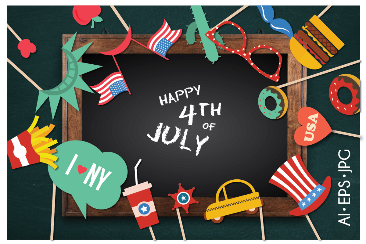 4th of July- Photo Booth Props, a Graphic by jenny lipets (Photo 1 of 2)