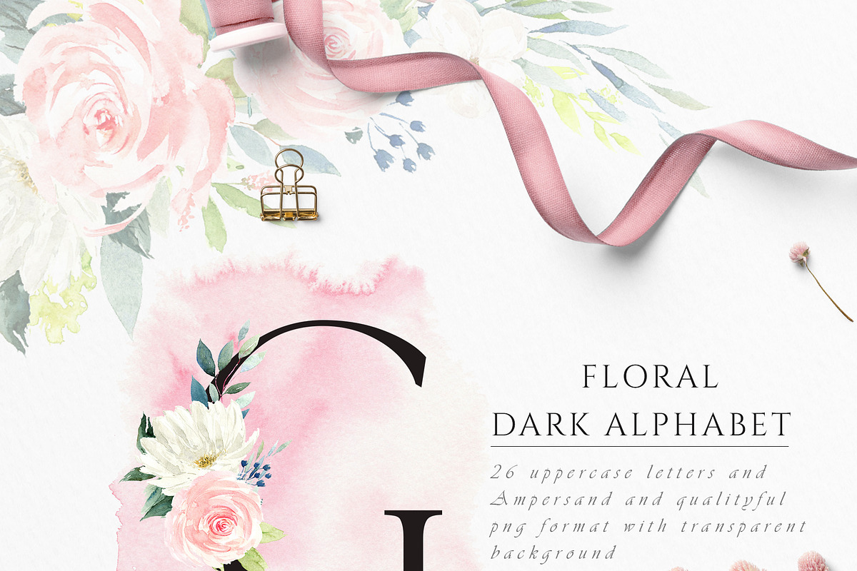 Floral Alphabet Design Set, a Decorative Illustration by Pixavics (Photo 8 of 12)