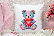 Patchwork Valentine Love Teddy Bear, an Illustration by DreamPrint404 (Thumbnail 2 of 8)