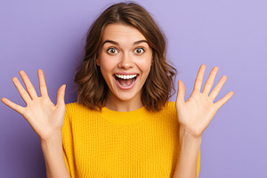 Surprised young woman with open, a Person Photo by MistyDay