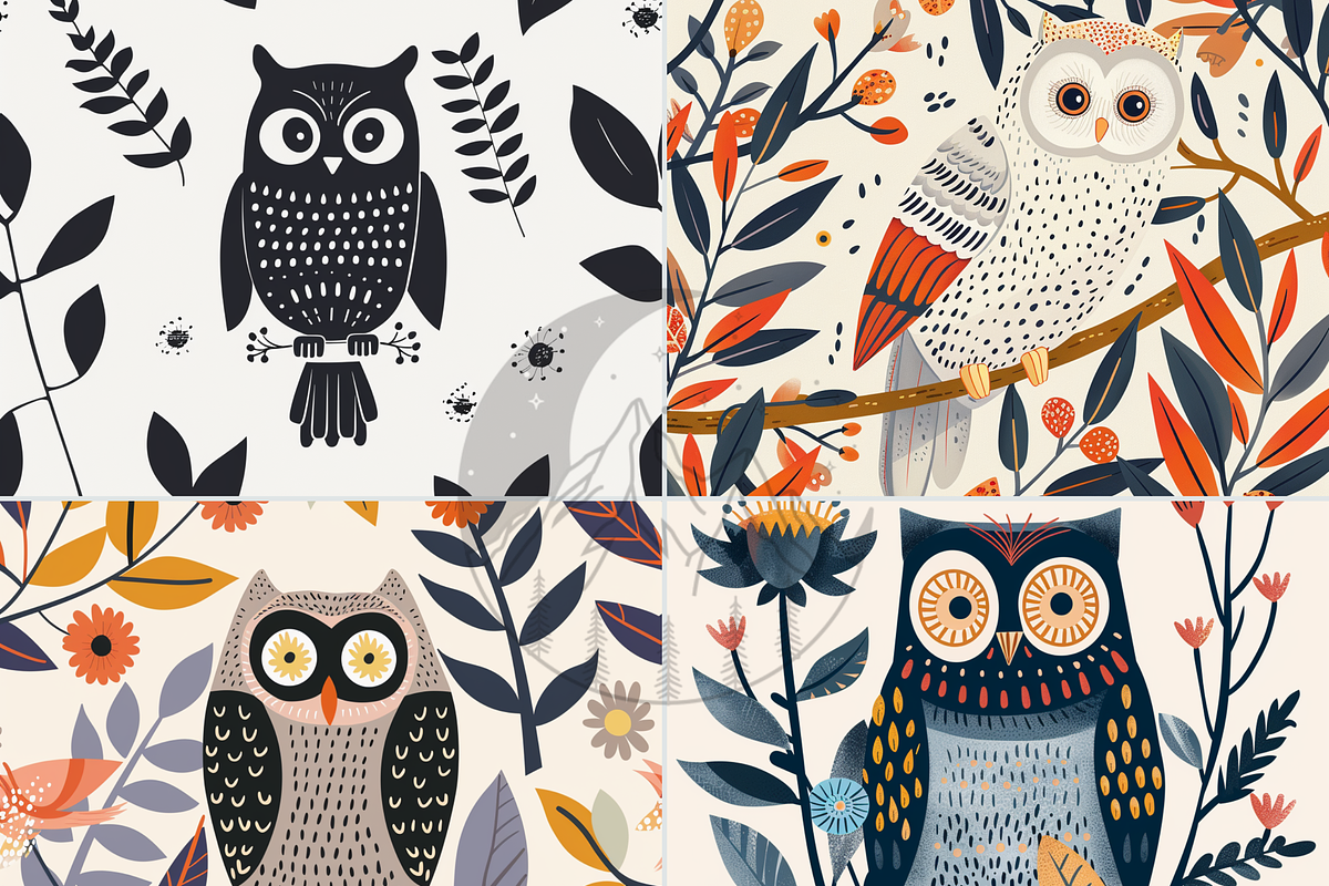 Autumn Owl Digital Paper, an Animal Illustration by Paper & Pattern Studio (Photo 6 of 8)