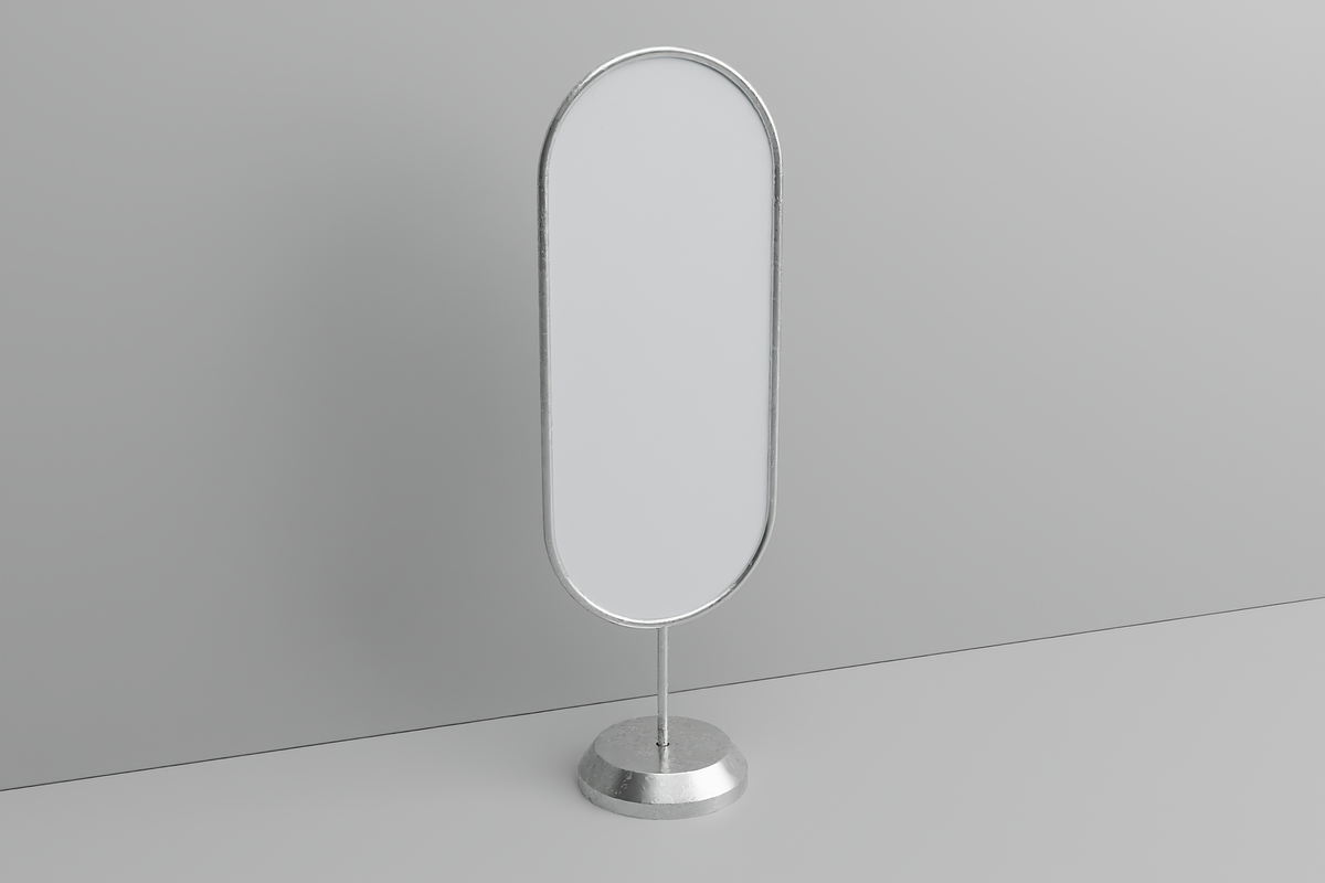 Oval Sign Stand Mockup 3D Model, an Object 3D Model by Dudukbersama (Photo 1 of 2)