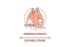 Aggressive Conduct Red Concept Icon