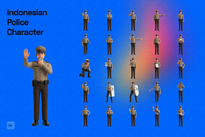 3D Indonesian Police Character - II, an Object Graphic by Pengedar Seni