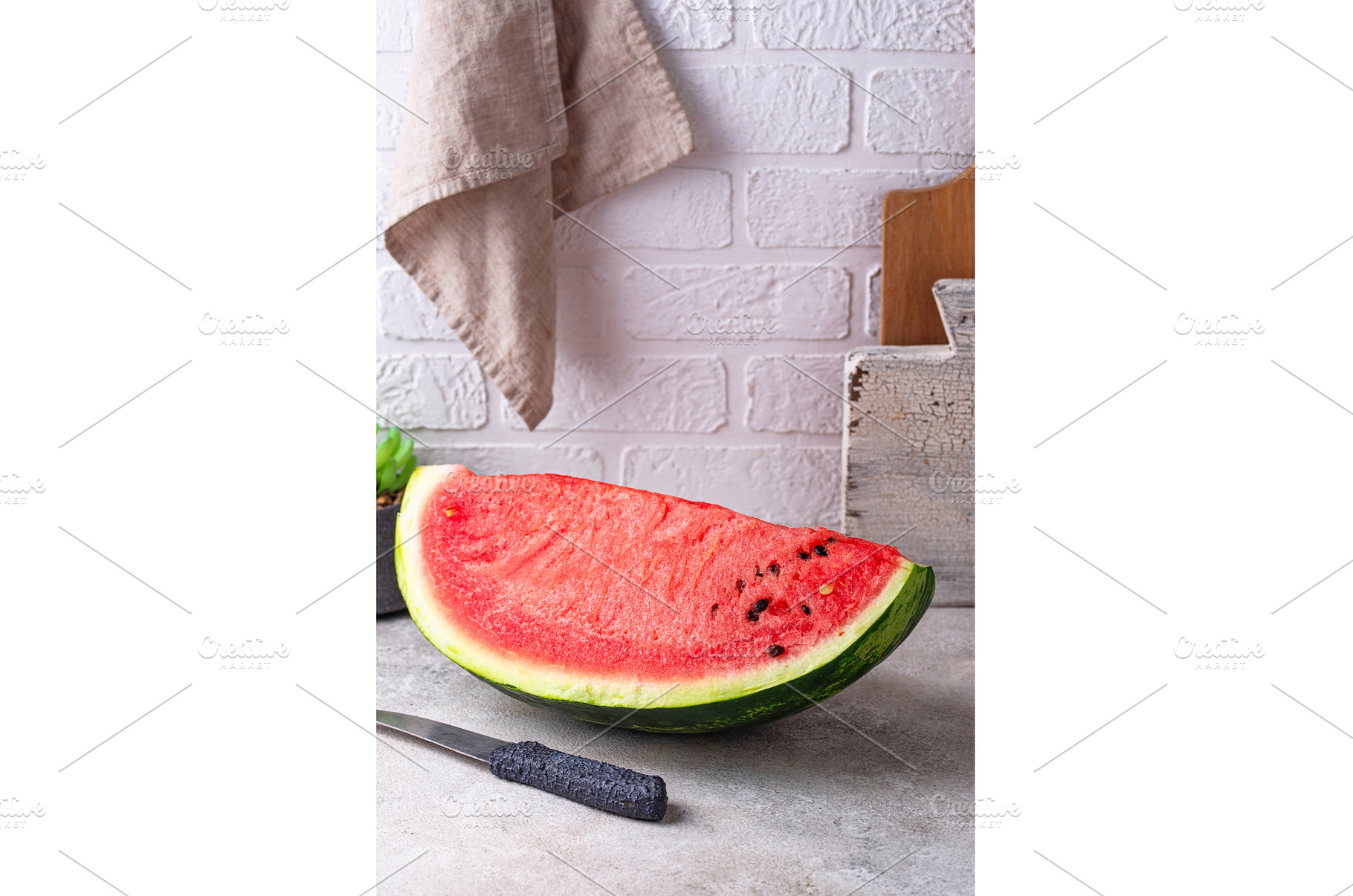 Fresh juicy watermelon on light, a Food & Drink Photo by Yulia Furman