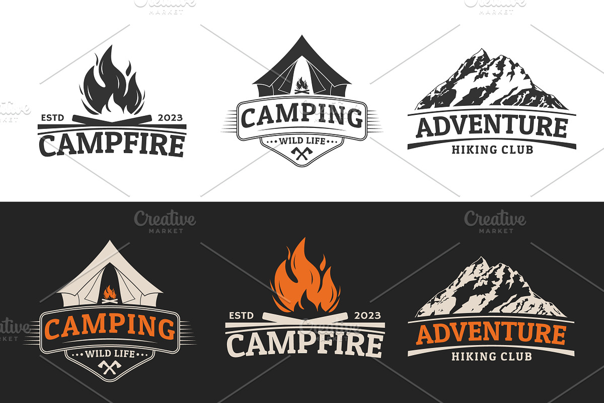 Camping, adventure, outdoor logo, a Graphic by VM25