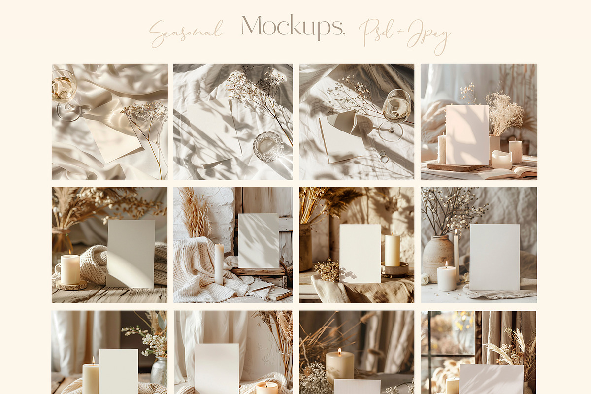 Seasonal Stationery Card Mockups., a Product Mockup by Designwork (Photo 2 of 11)