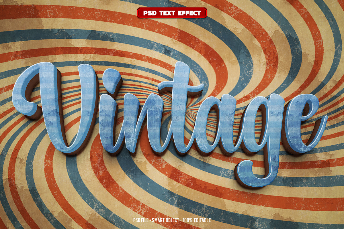 Vintage 3D editable text effect, a Layer Style Add-On by Hello Muh