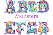 Monsters Alphabet | Cute Monsters, a Decorative Illustration by GlamArtZhanna (Thumbnail 1 of 5)